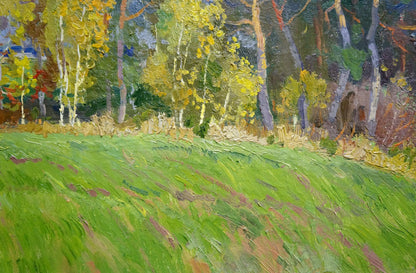 Oil painting Landscape of yellow trees Anatoly Fomin