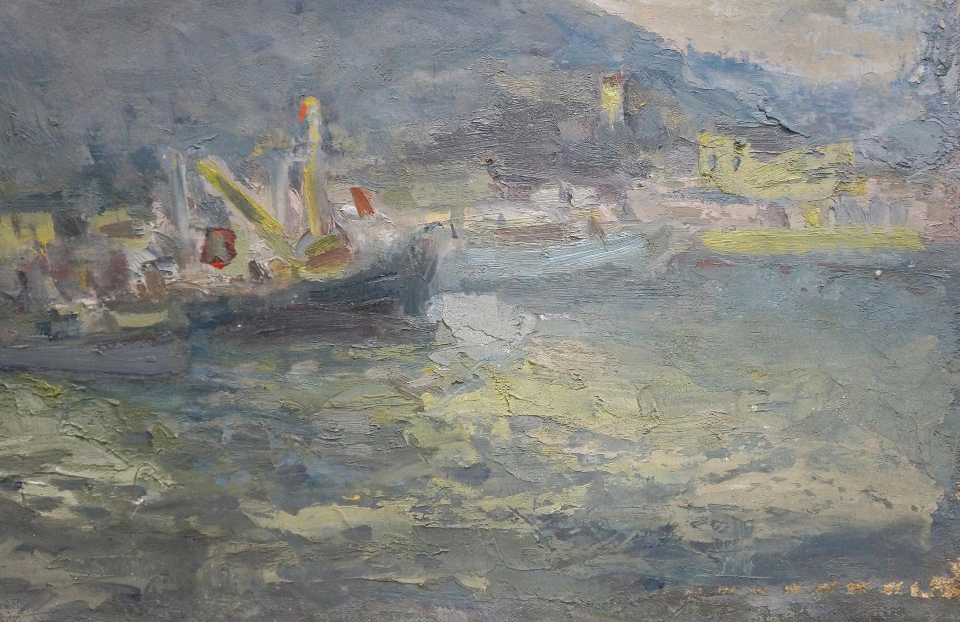 Oil painting showcasing a storm by Vyacheslav Dmitrievich Karelin