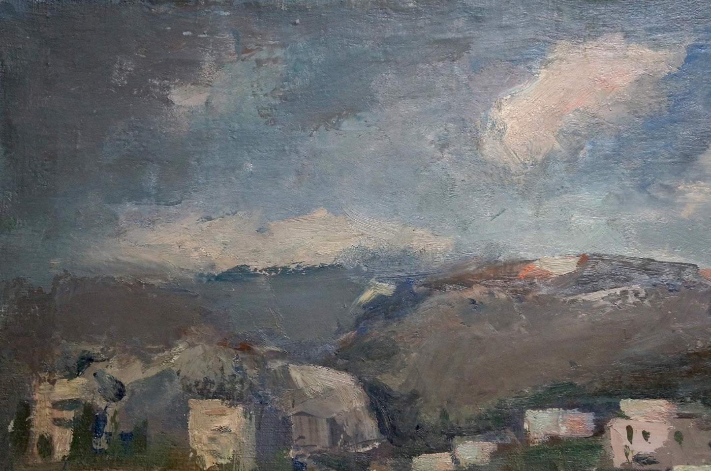 OIl painting City near the coast Karelin Vyacheslav Dmitrievich