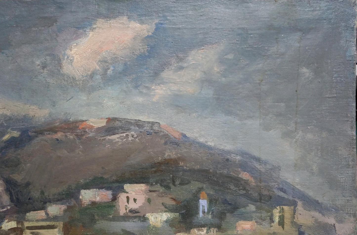 OIl painting City near the coast Karelin Vyacheslav Dmitrievich