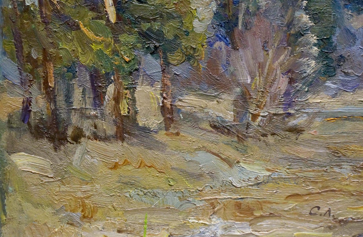 Oil painting In the forest on the outskirts