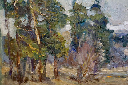 Oil painting In the forest on the outskirts