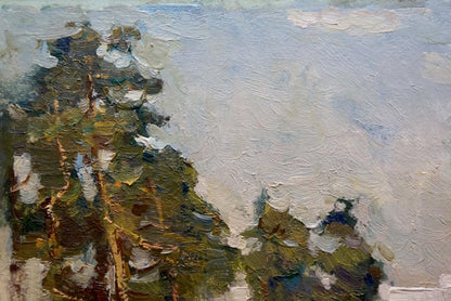 Oil painting In the forest on the outskirts