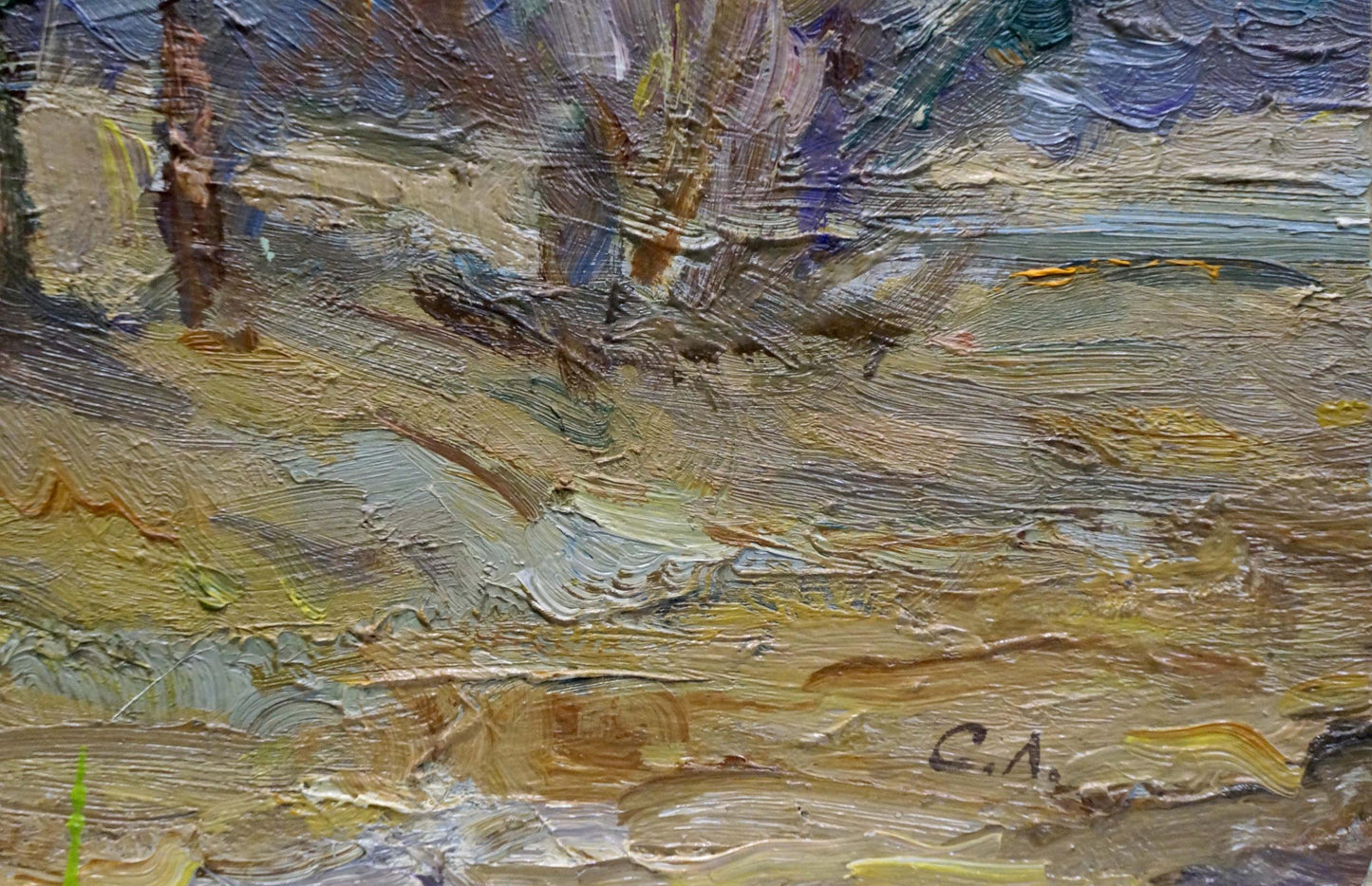 Oil painting In the forest on the outskirts