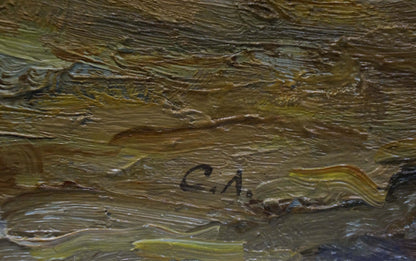 Oil painting In the forest on the outskirts