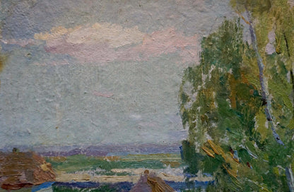 Oil painting Camping in the woods