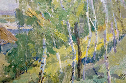 Oil painting Camping in the woods