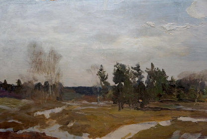 Oil painting Winter landscape Chernyshevsky Petr Akimovich