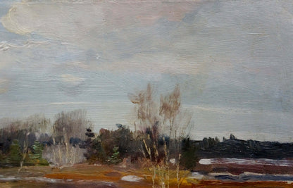 Oil painting Winter landscape Chernyshevsky Petr Akimovich