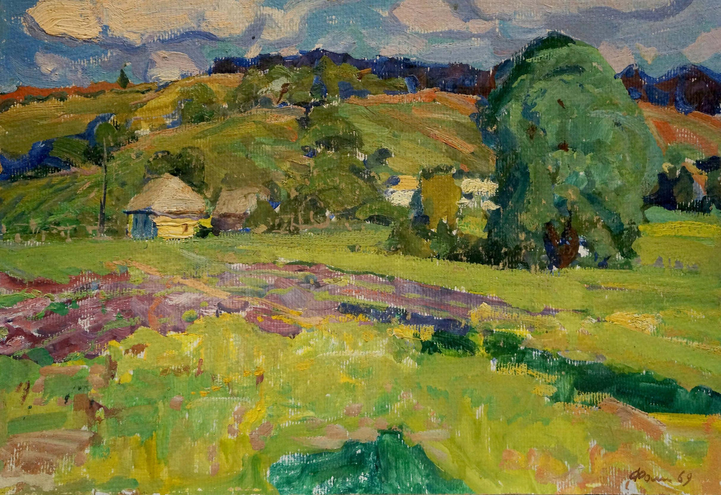 Oil painting Quiet village life Anatoly Fomin