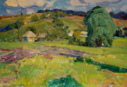 Oil painting Quiet village life Anatoly Fomin