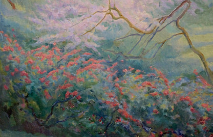 Oil painting Tree blossoms Titarenko Elvira Ivanovna