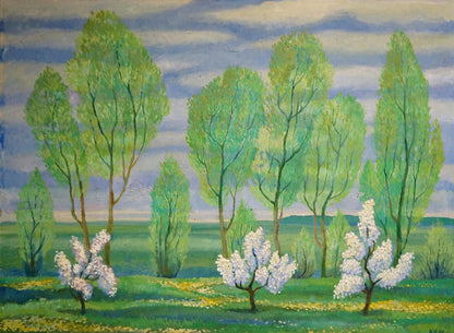 Oil painting Green landscape Daniil Georgievich Narbut