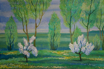 Oil painting Green landscape Daniil Georgievich Narbut