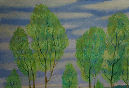 Oil painting Green landscape Daniil Georgievich Narbut