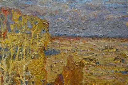 Oil painting Autumn forest by the river Grigory Ruban