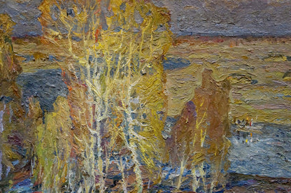 Oil painting Autumn forest by the river Grigory Ruban