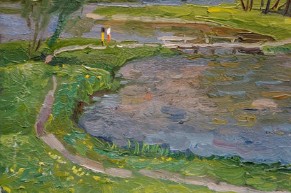 Oil painting Children by the river Ruban Grigory Savelievich