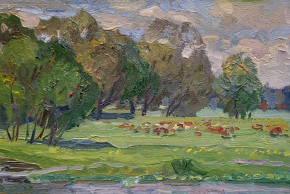 Oil painting Children by the river Ruban Grigory Savelievich