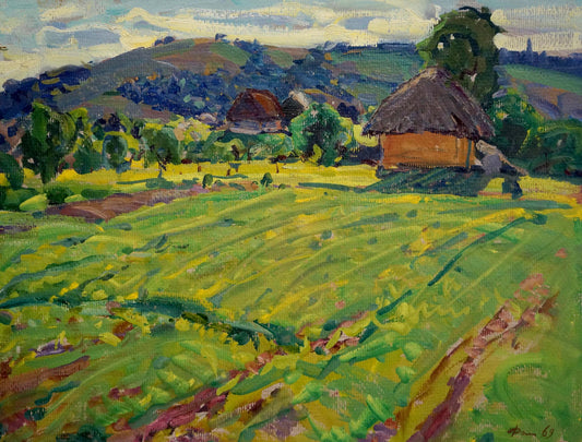 Oil painting The village of Mikhailovka Fomin Anatoly Nikiforovich