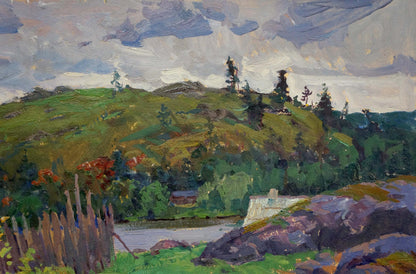 Oil painting In the village Fomin Anatoly Nikiforovich