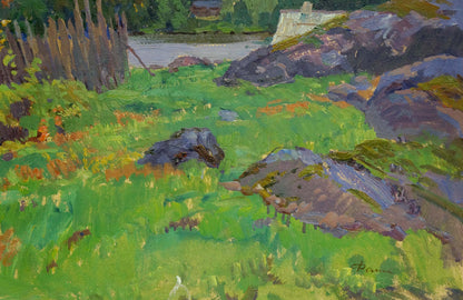 Oil painting In the village Fomin Anatoly Nikiforovich