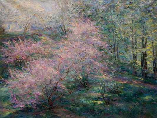 Oil painting House in the summer forest Elvira Titarenko