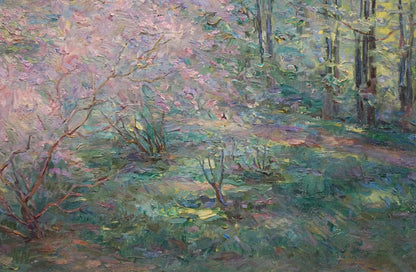 Oil painting House in the summer forest Elvira Titarenko