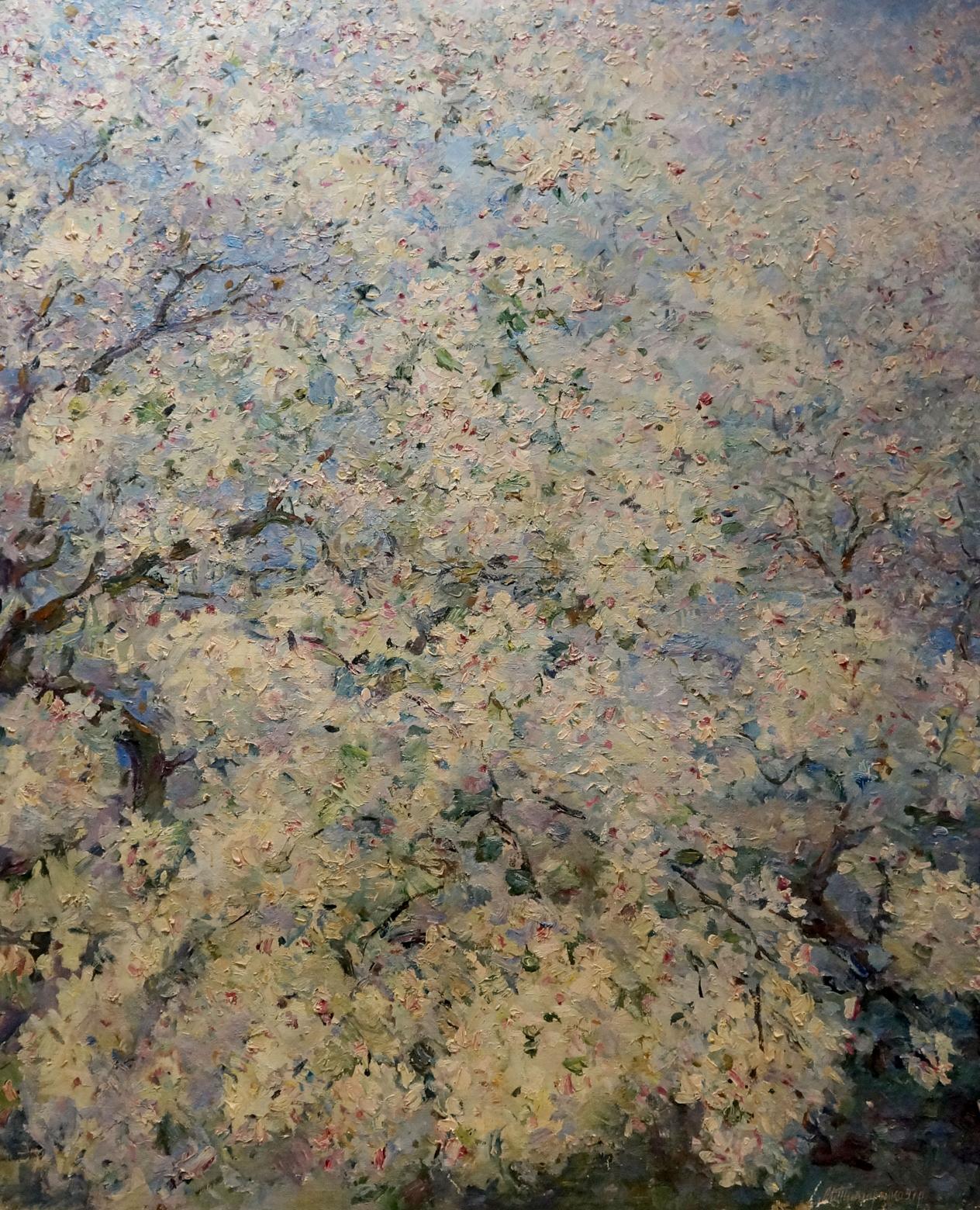 Oil painting Apple tree blossoms Maria Titarenko