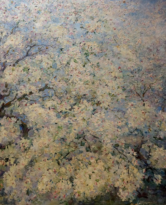 Oil painting Apple tree blossoms Maria Titarenko