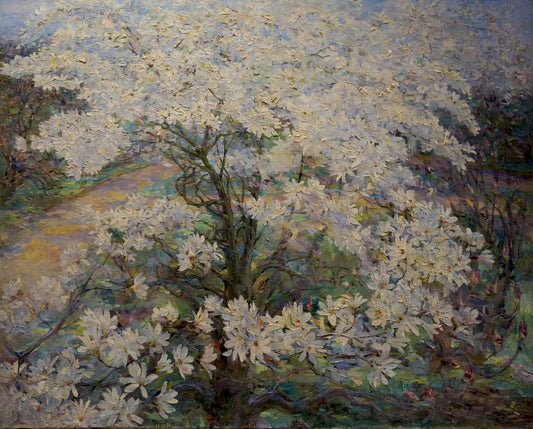 Oil painting Blooming apple tree branches Maria Titarenko
