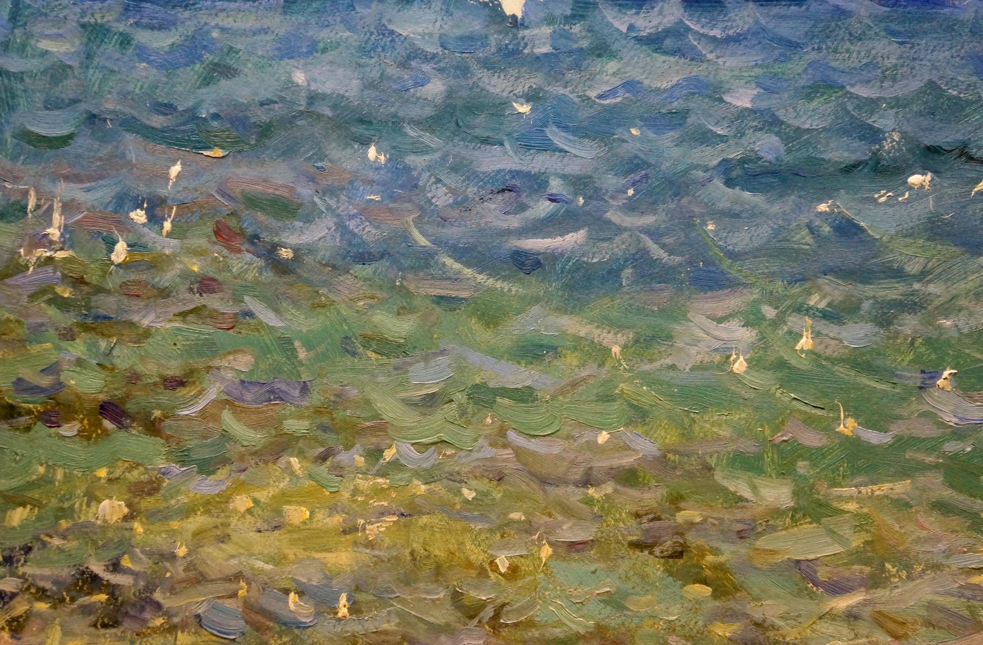 In Filippov Z. I.'s oil painting, the seashore is studied meticulously