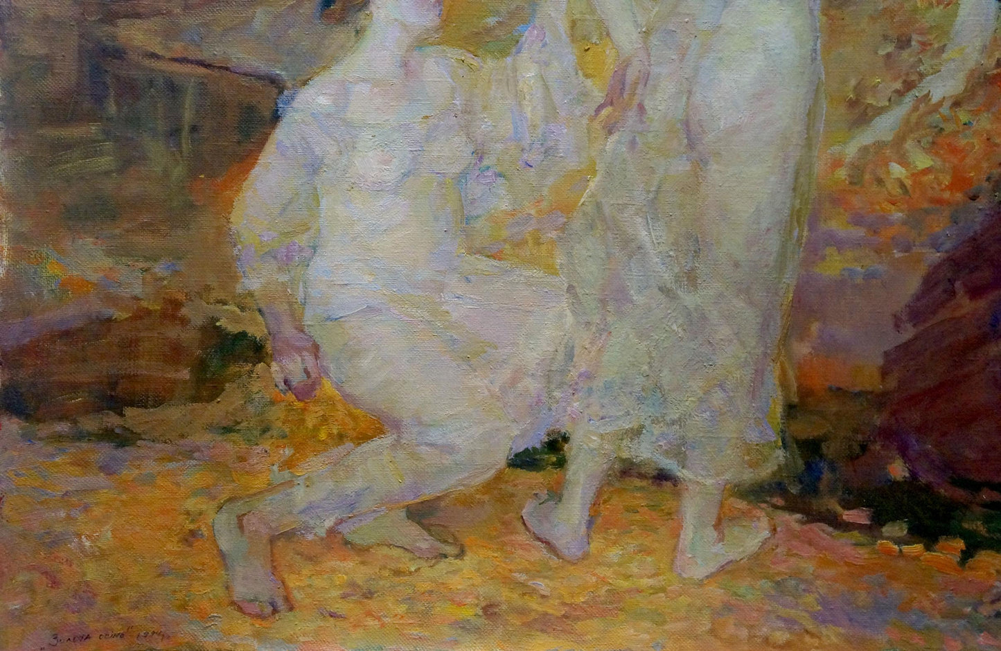 Oil painting Girls in the autumn forest Odarka Tytarenko