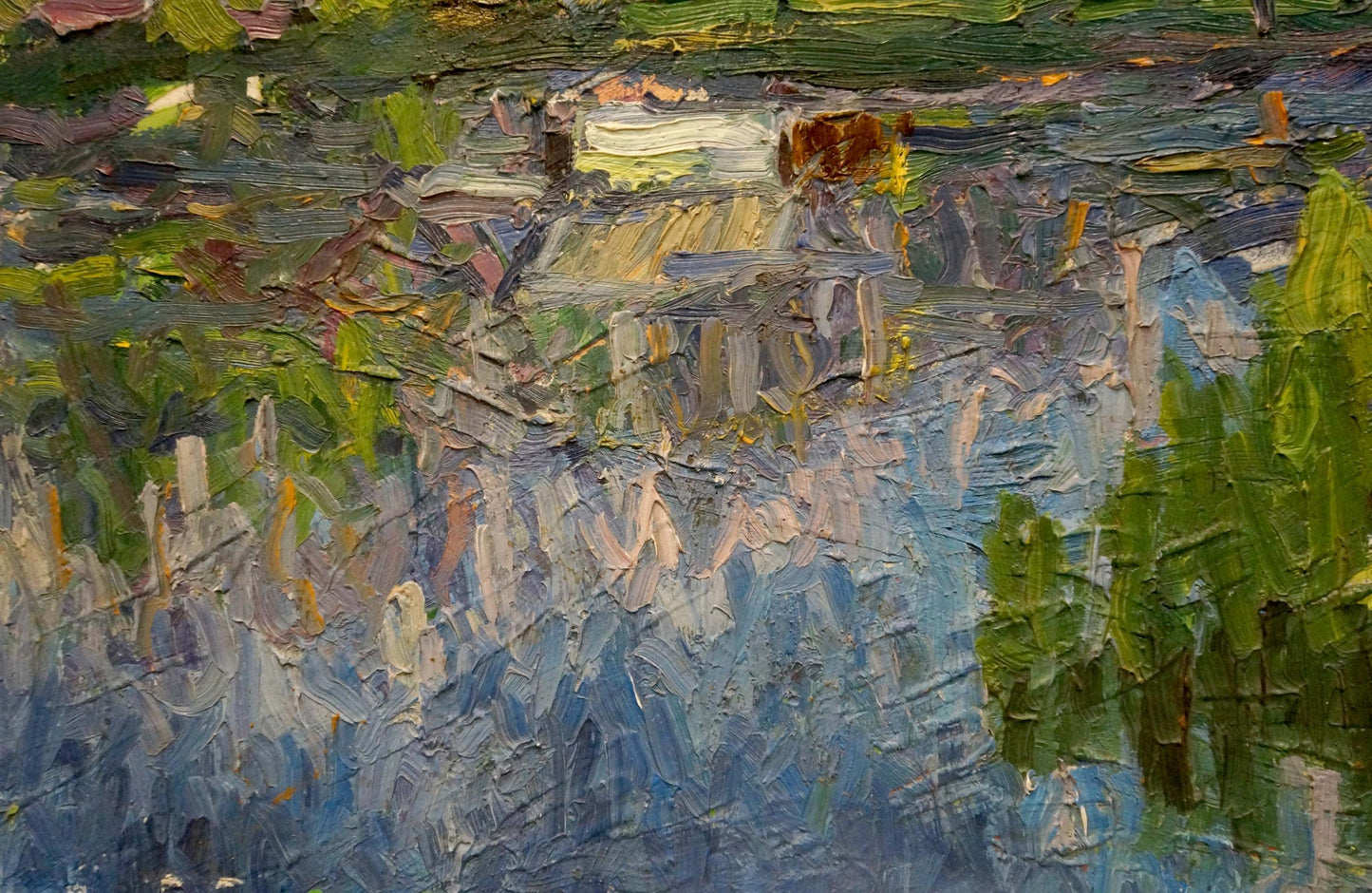 Oil painting Landscape of a house by the lake Dupliy Sergey Alexandrovich