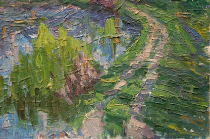 Oil painting Landscape of a house by the lake Dupliy Sergey Alexandrovich