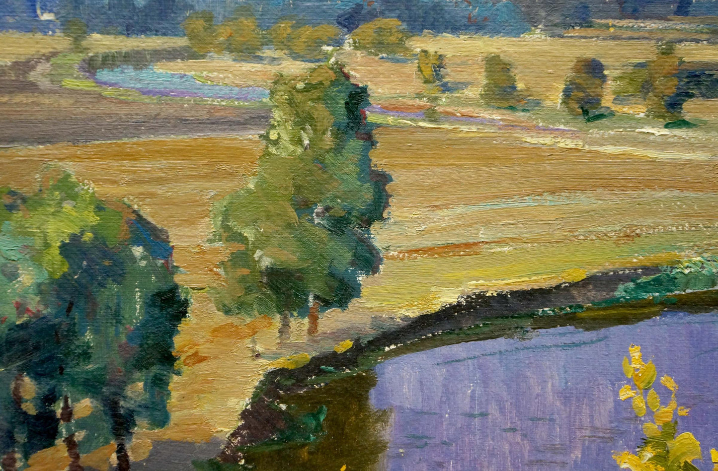 Oil painting Autumn yellow landscape Vladimir Korostelev