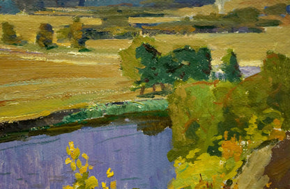 Oil painting Autumn yellow landscape Vladimir Korostelev