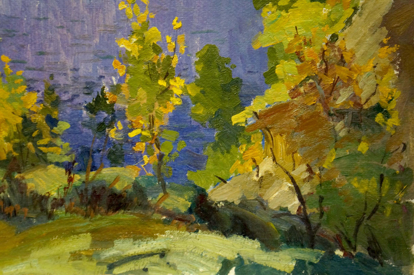 Oil painting Autumn yellow landscape Vladimir Korostelev