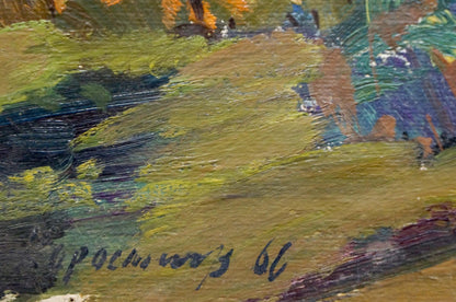 Oil painting Autumn yellow landscape Vladimir Korostelev