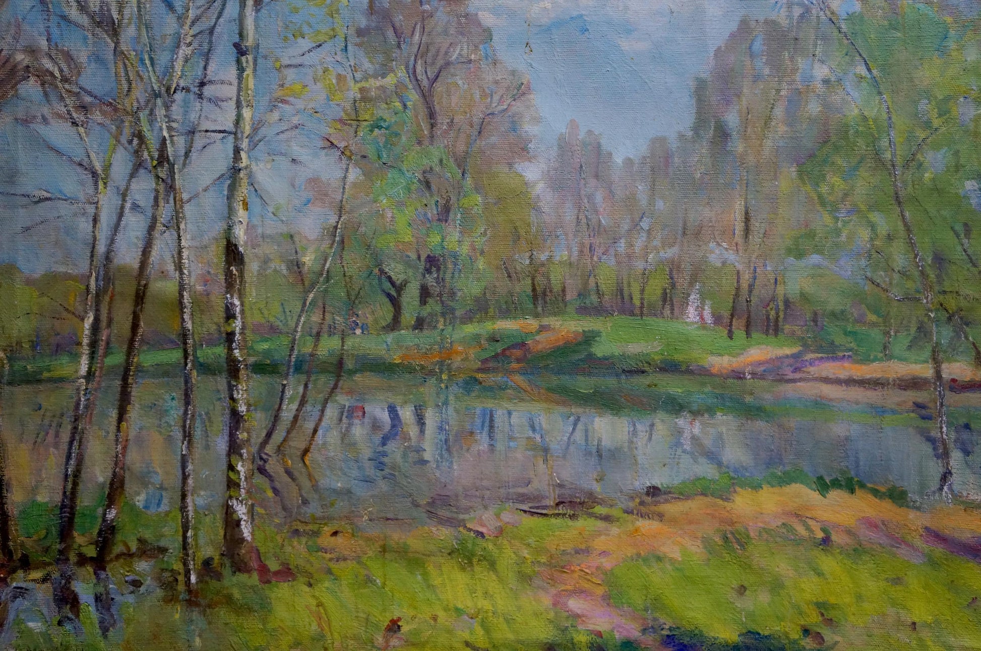 Oil painting showcasing the beauty of spring, artist unidentified
