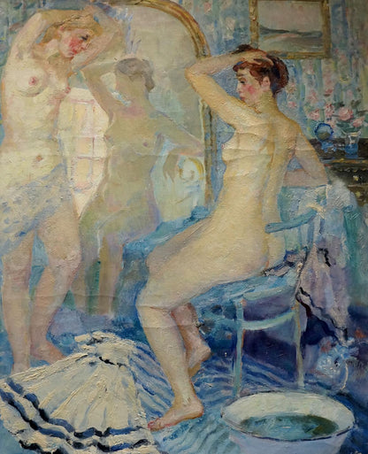 Oil painting Naked girls at the mirror Maria Titarenko