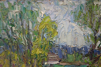 Abstract oil painting House by the shore Dupliy Sergey Alexandrovich