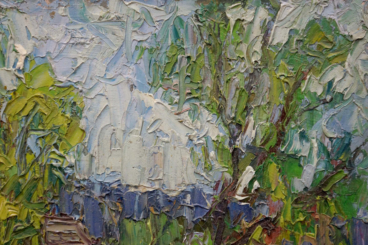 Abstract oil painting House by the shore Dupliy Sergey Alexandrovich