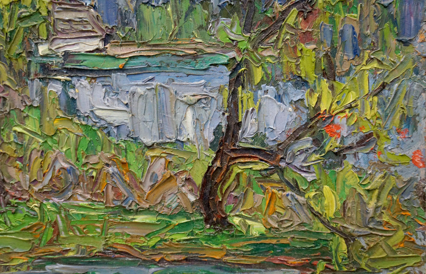 Abstract oil painting House by the shore Dupliy Sergey Alexandrovich