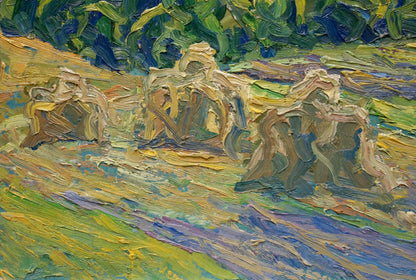 Abstract oil painting Haystacks Sergey Dupliy