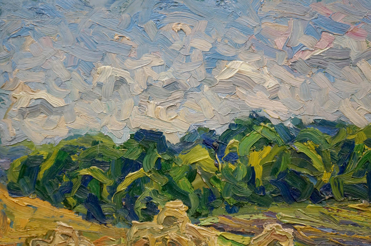 Abstract oil painting Haystacks Sergey Dupliy