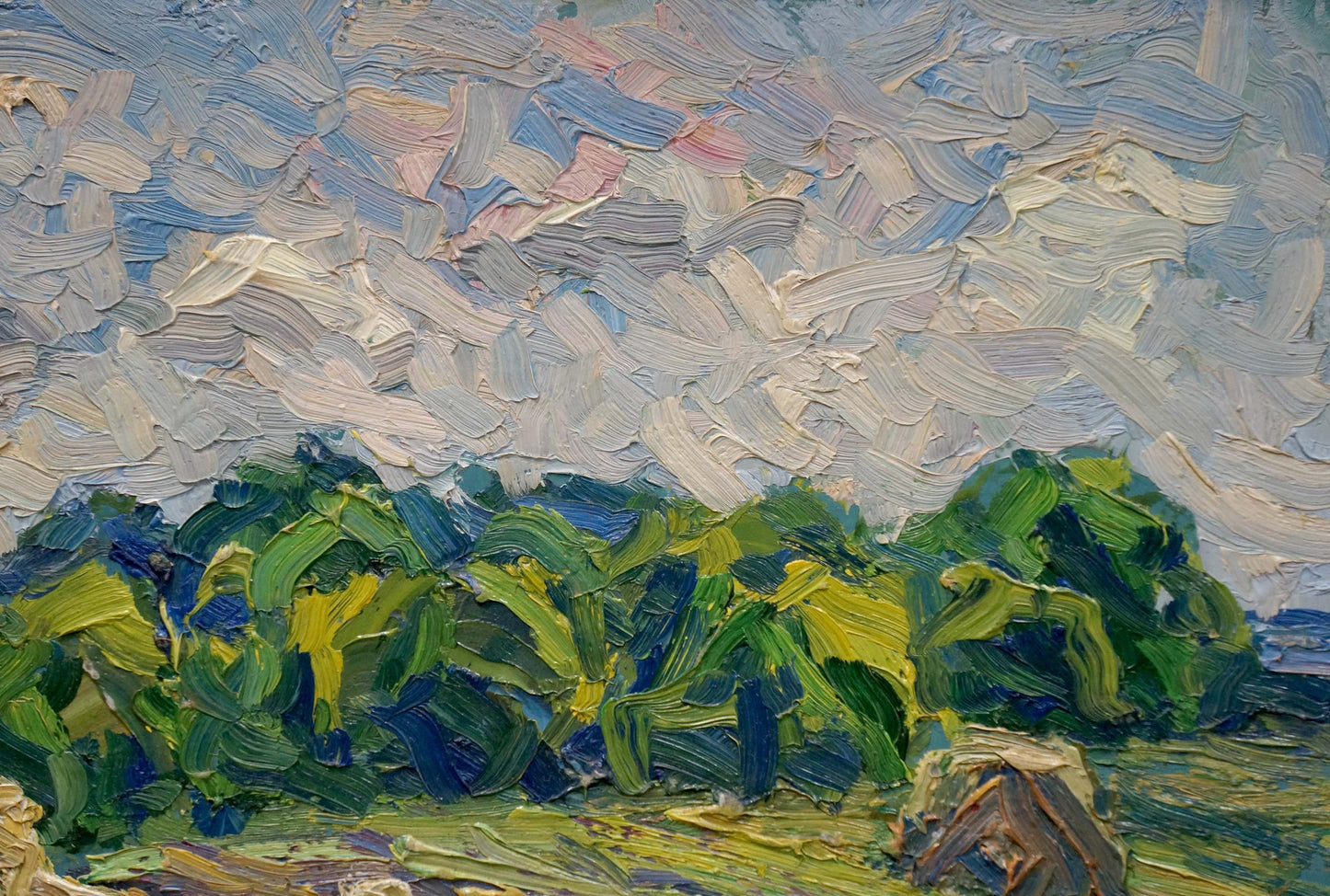 Abstract oil painting Haystacks Sergey Dupliy