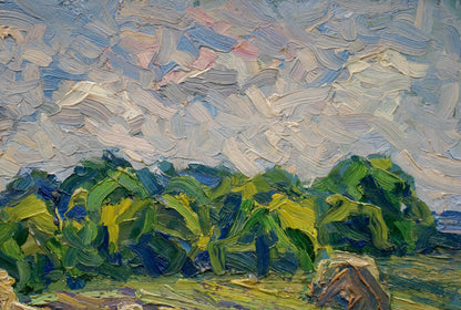 Abstract oil painting Haystacks Sergey Dupliy