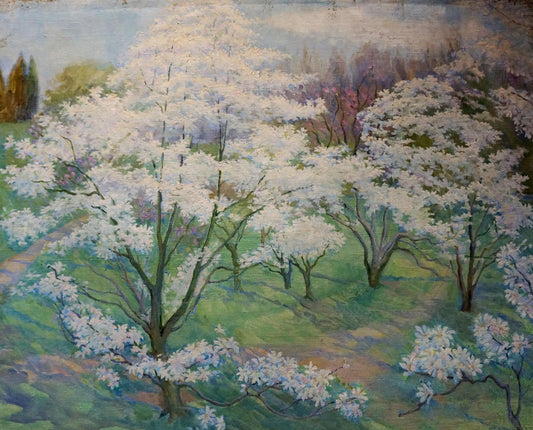 Oil painting Summer landscape in the garden Elvira Titarenko
