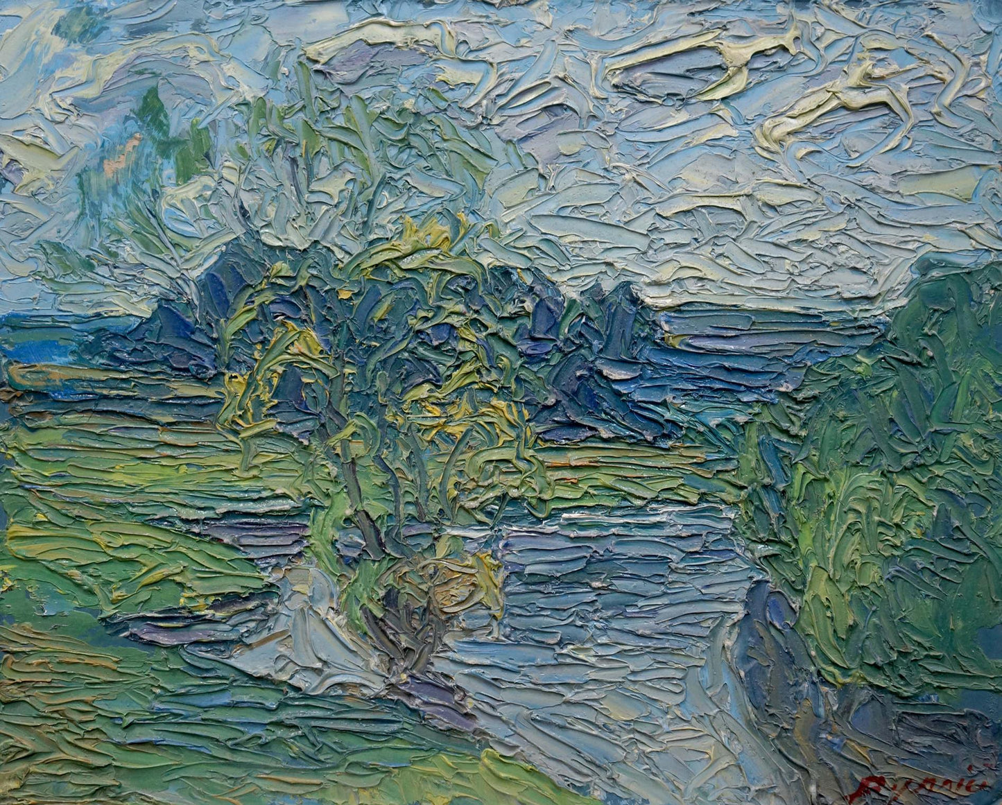 Abstract oil painting Lake landscape Dupliy Sergey Alexandrovich